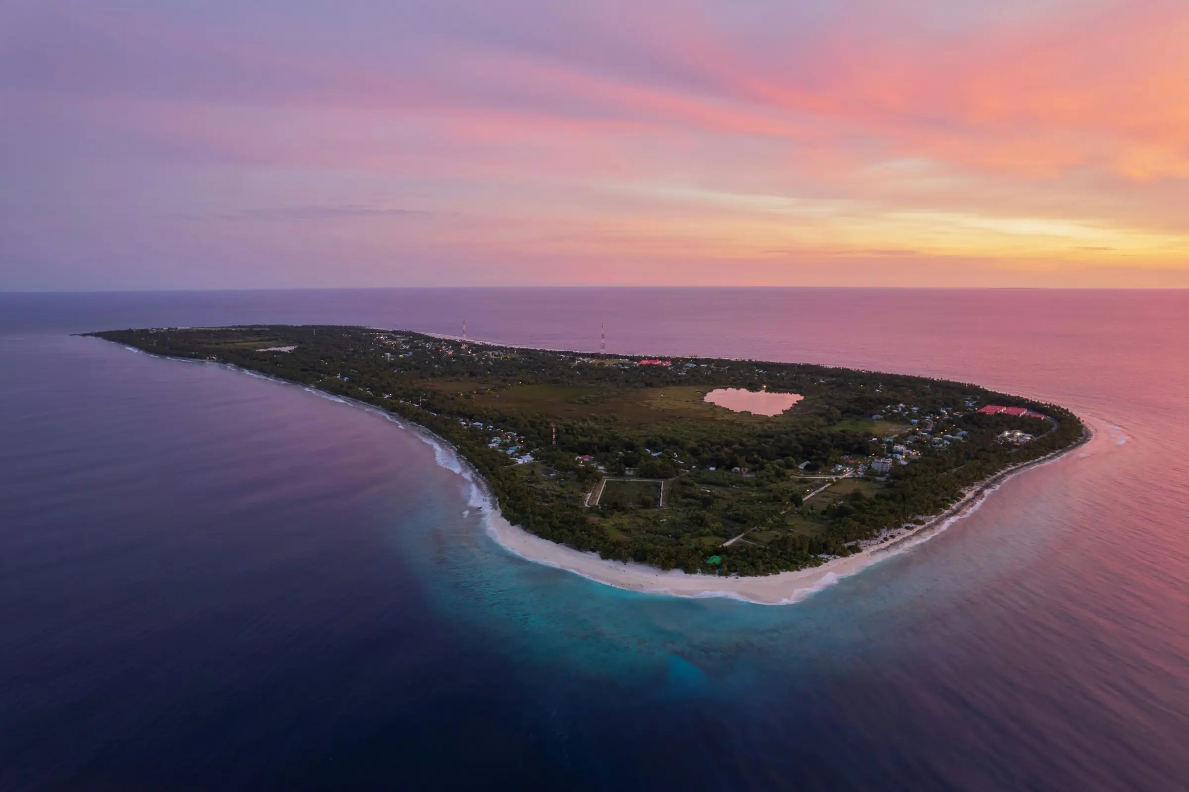 Fuvahmulah from a distance during sunset
